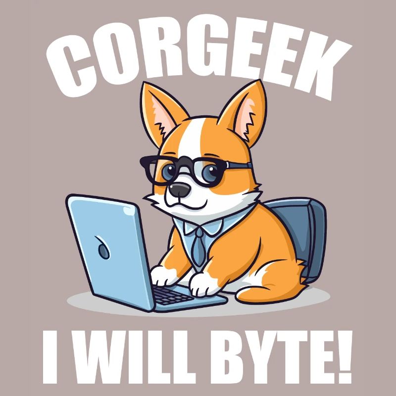 Corgi mit Brille I Will Byte Computerfreak Corgeek