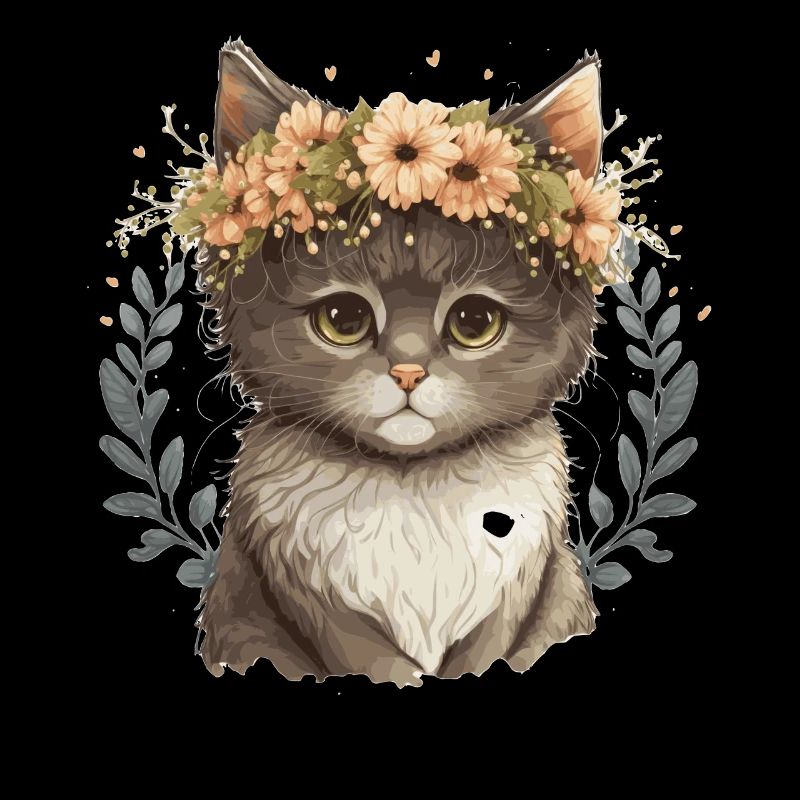 Mignon bébé chat fleur couronne chaton chaton ferme florale