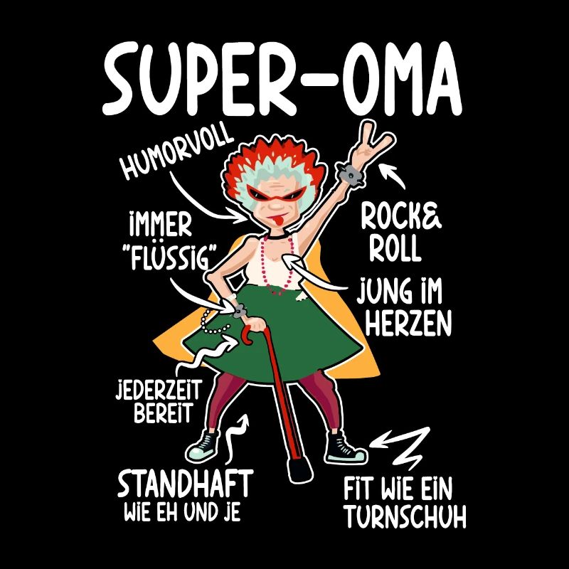 Anatomie eines Super Oma Großmutter Omi