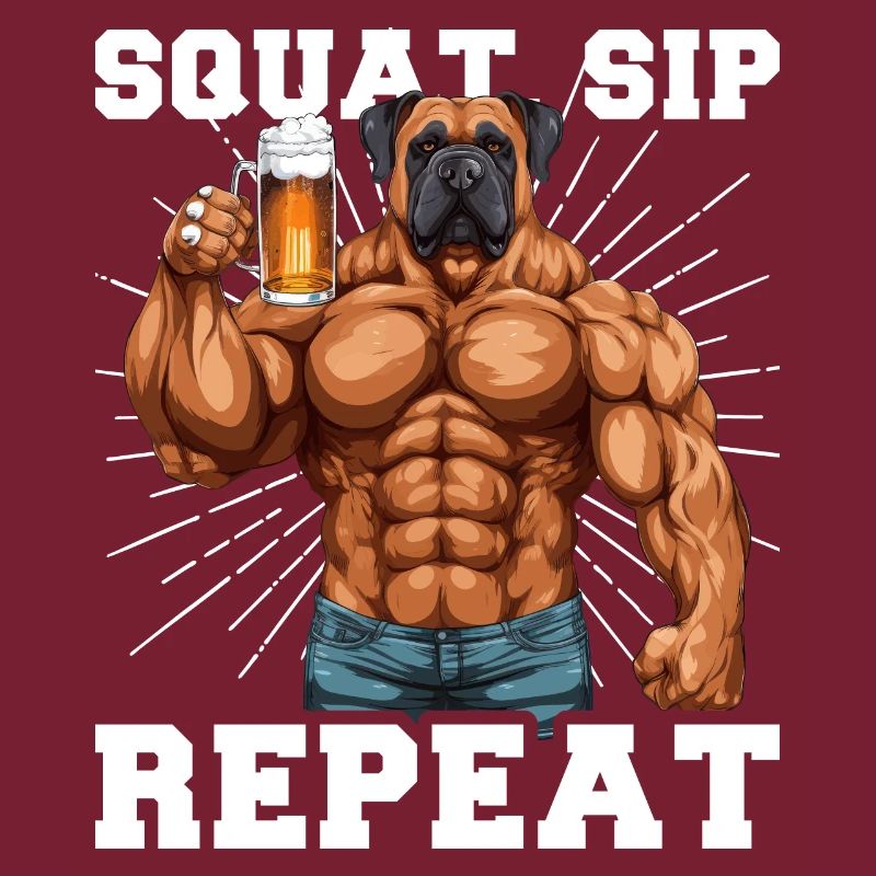 Bodybuilder Gym Bière Squat Sip Répéter