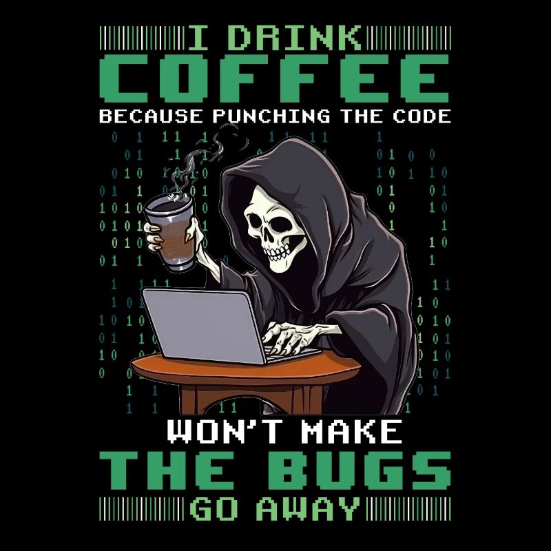 Grim Reaper Skeleton Programmer Funny Coffee Progr