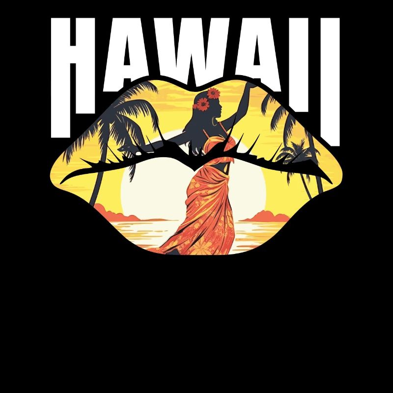 Tropical Summer Hawaii Beach Lips Retro Sunset