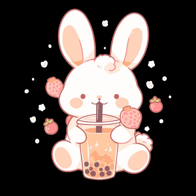 Kawaii Hase trinkt Boba Bubble Tea Chibi