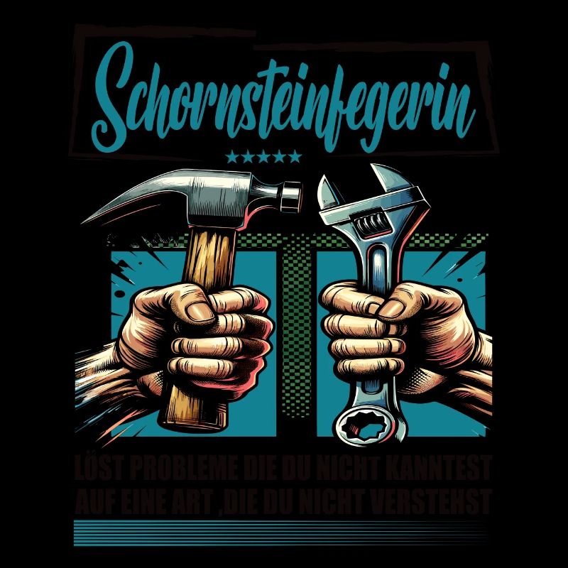 Schornsteinfegerin Beruf mit lustigen Spruch