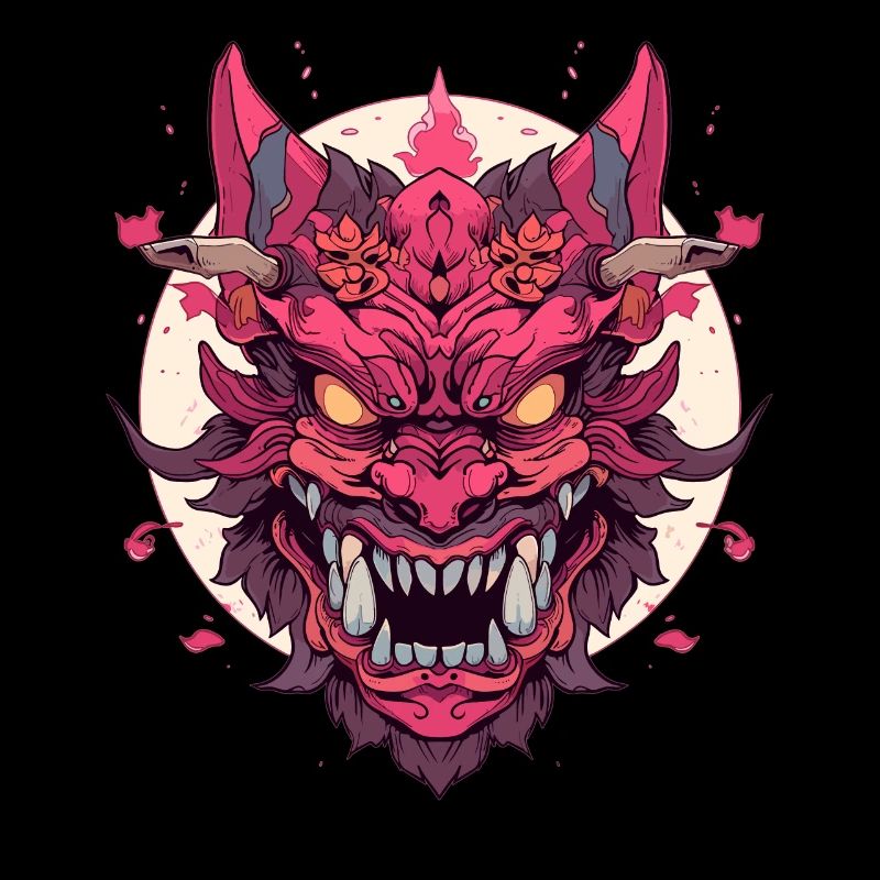 Japanese Hannya Demon Samurai Warrior Oni Mask