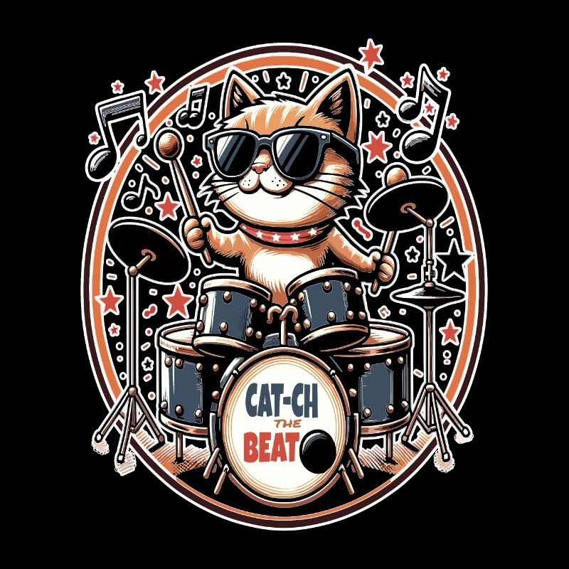 Fang den Beat ein, cooler Cat-Schlagzeuger