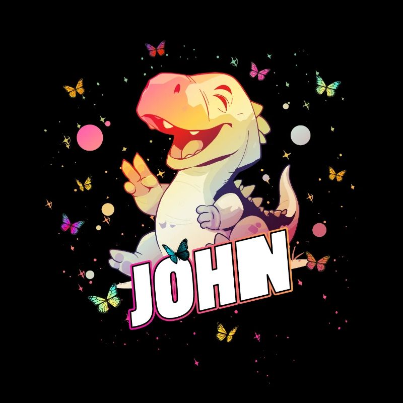 JOHN - Beau nom de garçon avec mignon DINO T-REX