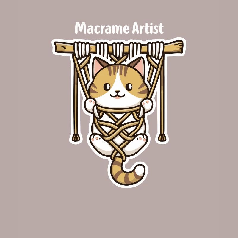 Funny Macrame Cat Artist Macrame