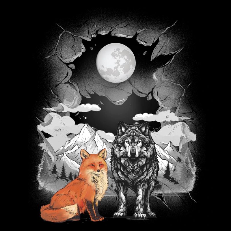 Mountains Nature Wolves Wolves Fox Foxes Mountains Moon