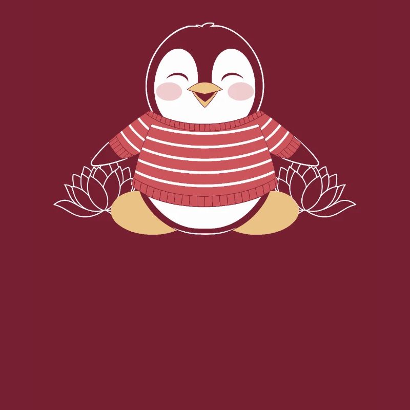 Pingouin méditant en pull rayé