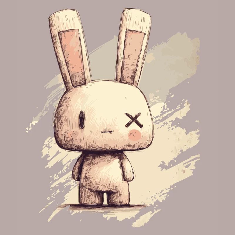 Cute rabbit with X-eyes