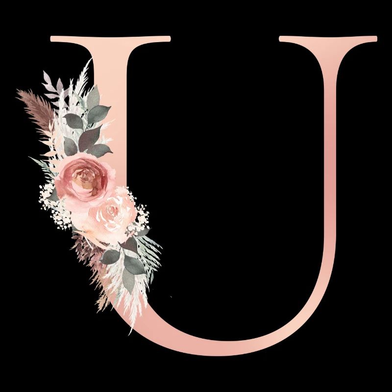 Customizable Monogram U Flowers Boho