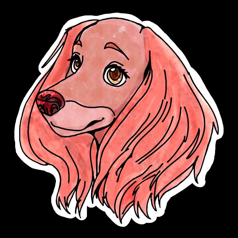 Pink dog with floppy ears