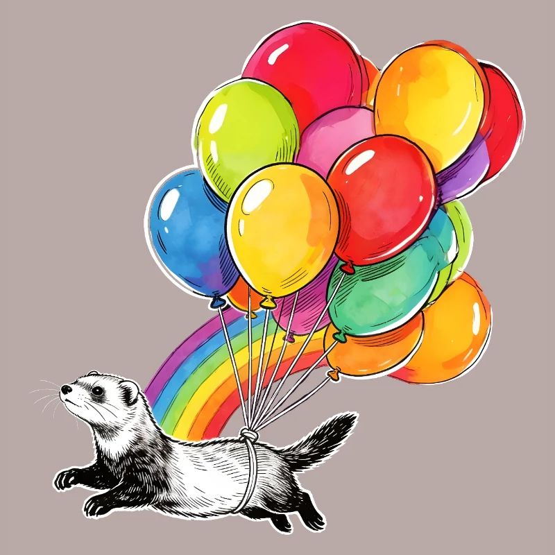 Frettchenballons und Regenbogen