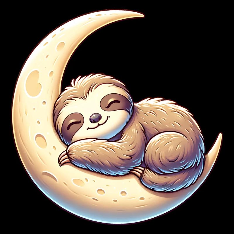 Relaxed sloth dream on moon swing