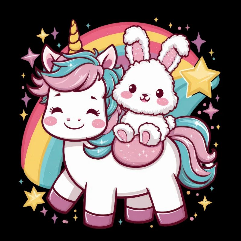 Licorne avec lapin mignon