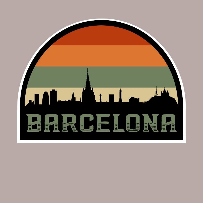 Barcelone Espagne Skyline Silhouette Drapeau Espagnol
