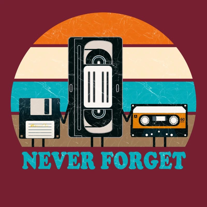 Never Forget - VHS, Cassette, Floppy Disc - Retro