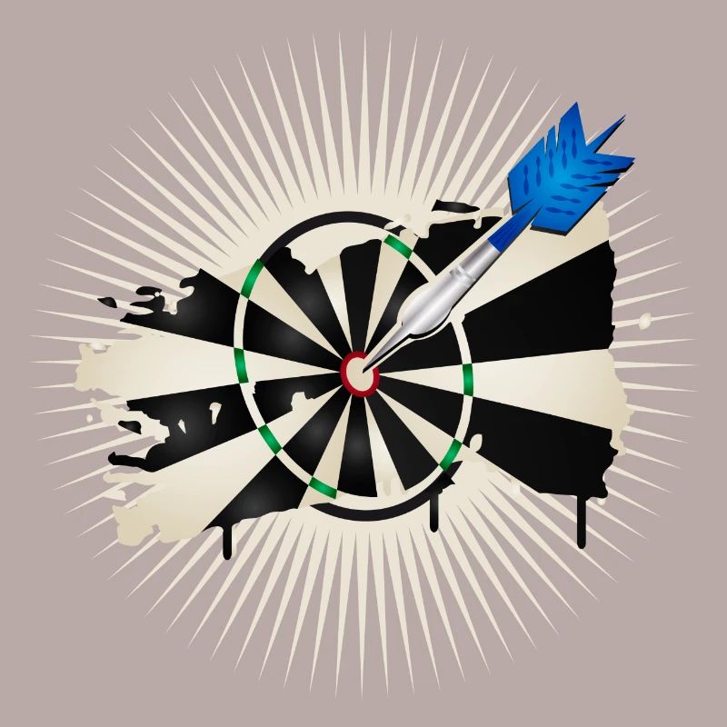 jeu de fléchettes radiant avec flèche de fléchette bleue