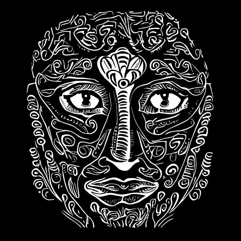 Abstract Ornament Face Graphic Pattern Line Art