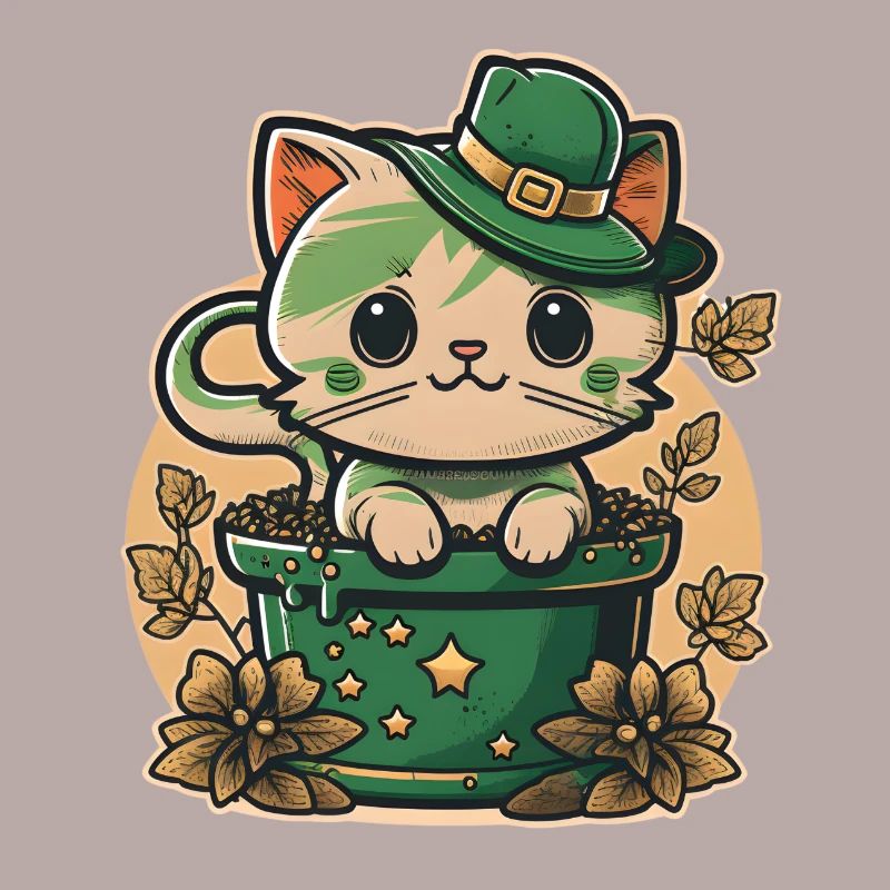 Chat dans le pot de fleurs Fête de la Saint-Patrick