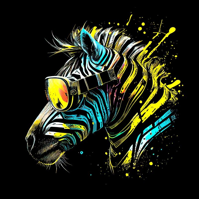 Buntes Zebra mit Sonnenbrille Graffiti Airbrush
