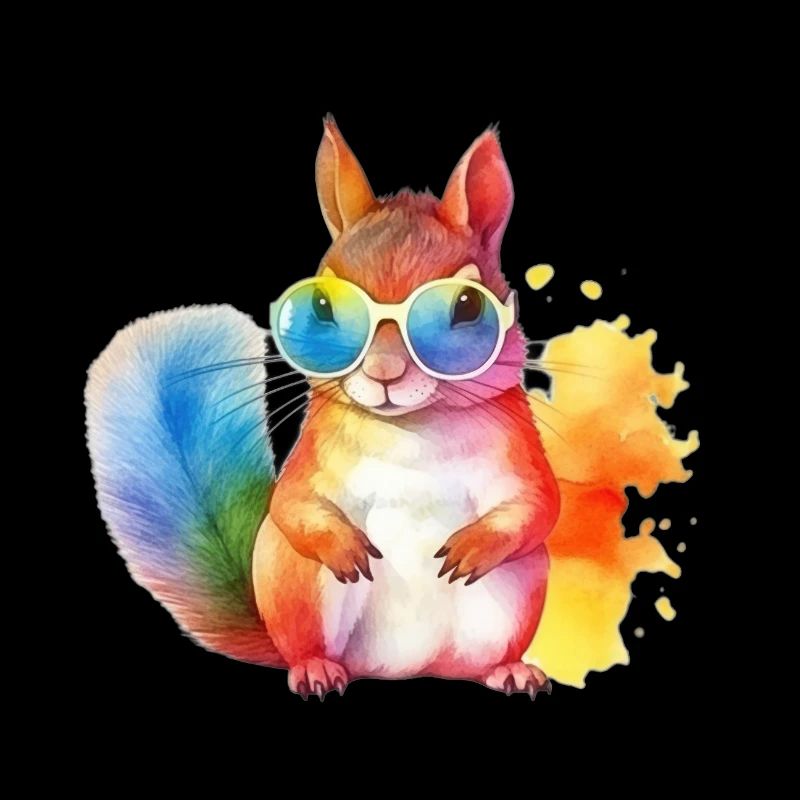 Colorful cool squirrel with sunglasses