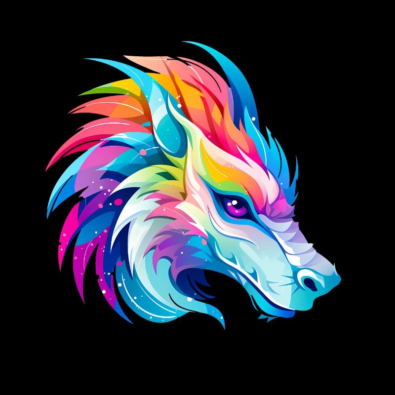 Regenbogen Drache Kopf