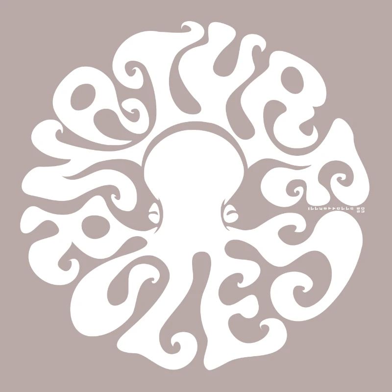 NATURE RULES! Psychedelic Octopus Sixties White