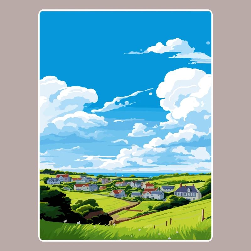 Crantock, Cornouailles, Angleterre, Affiche de voyage, Souvenir