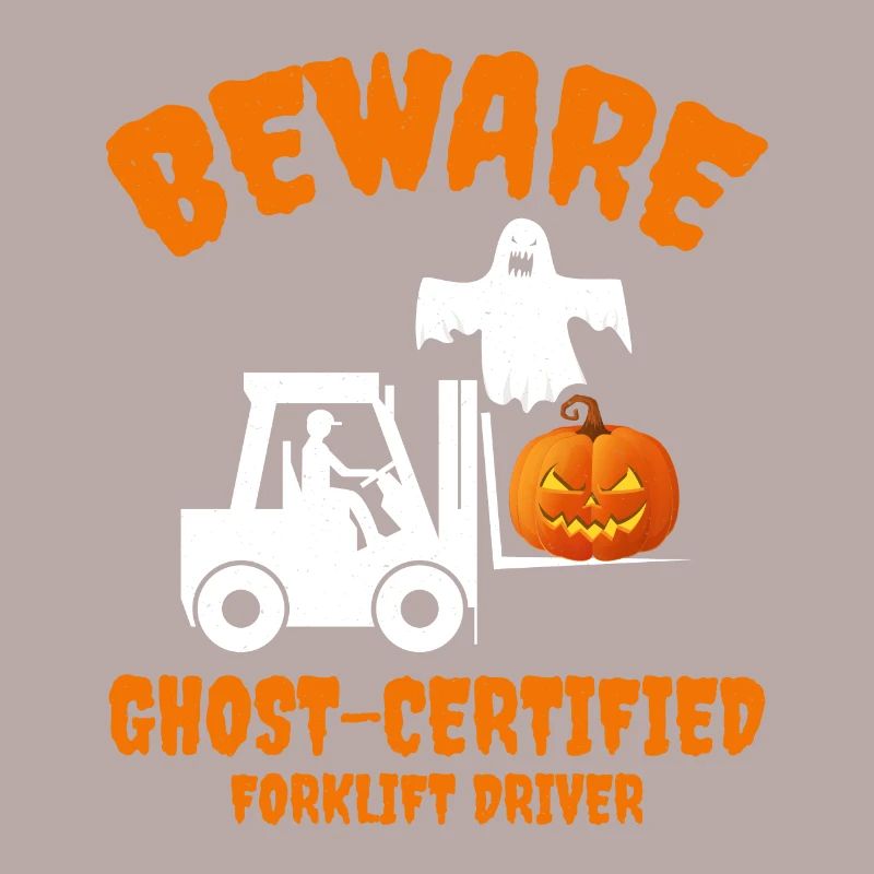 Halloween Ghost Forklift Operator Pumpkin Funny