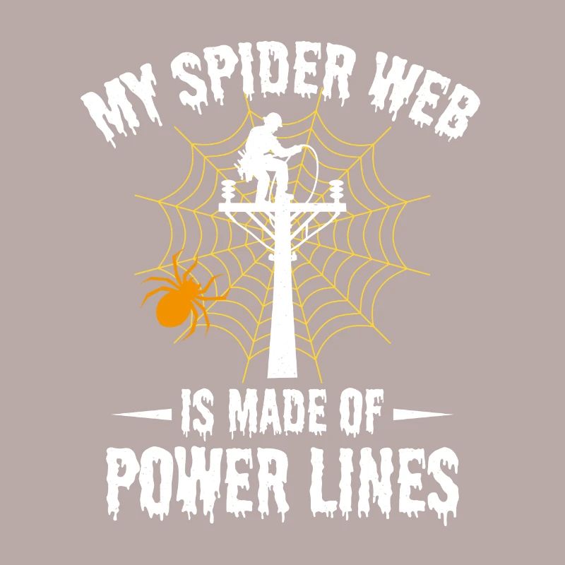 Lineman Halloween Spider Web Power Lines Spooky