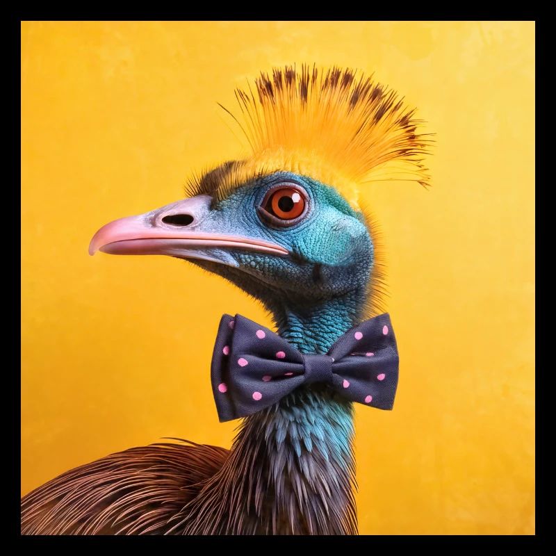 Blauer Vogel mit Fliege