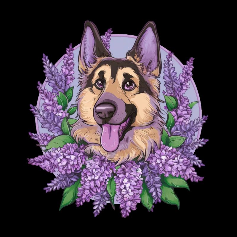 Cute German Shepherd with Lilac