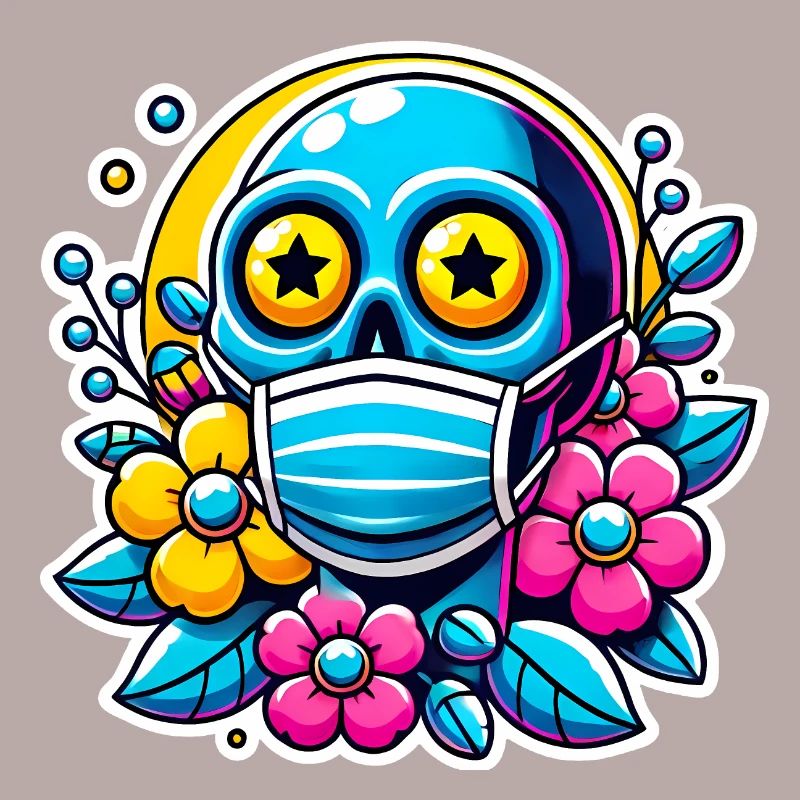 Dead Inside Skull with Rainbow Flowers