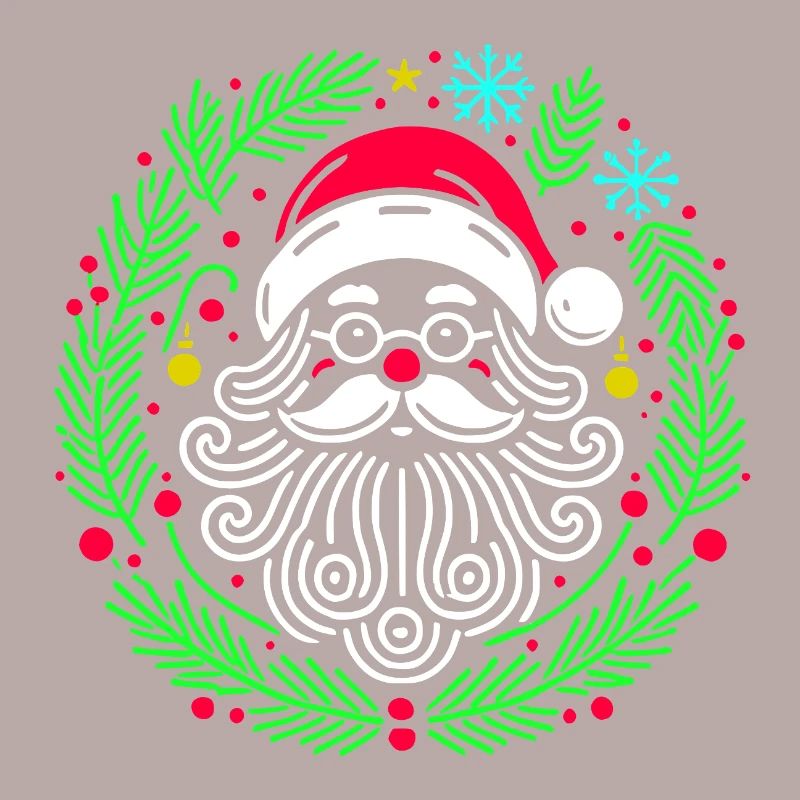 Père Noël circulaire de Noël avec des branches