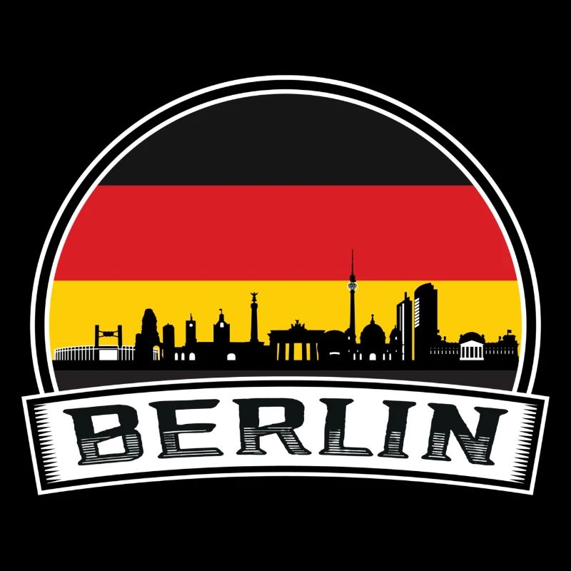 Berlin Berlin Skyline Retro Sun lettering