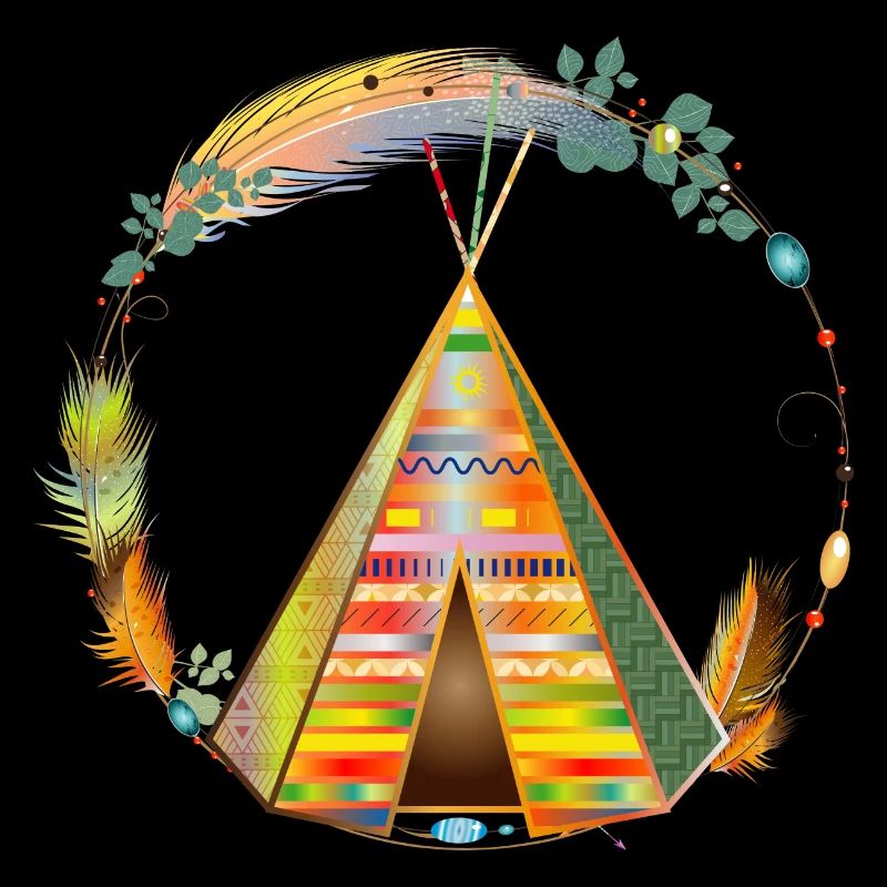 fantastically beautiful colorful teepee tent in the frame
