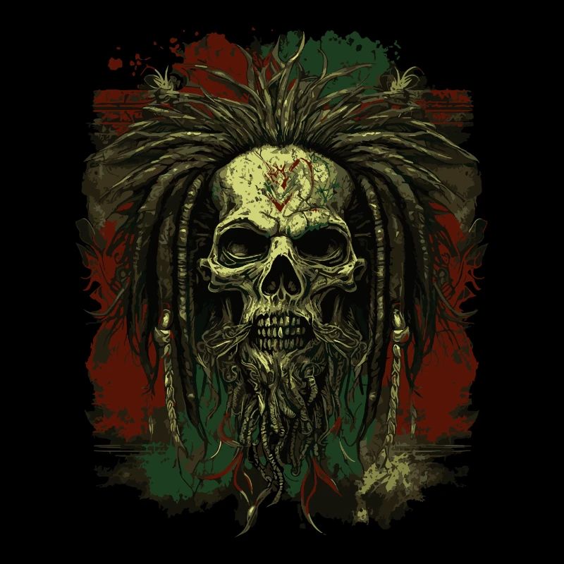 Crâne de zombie rastafari