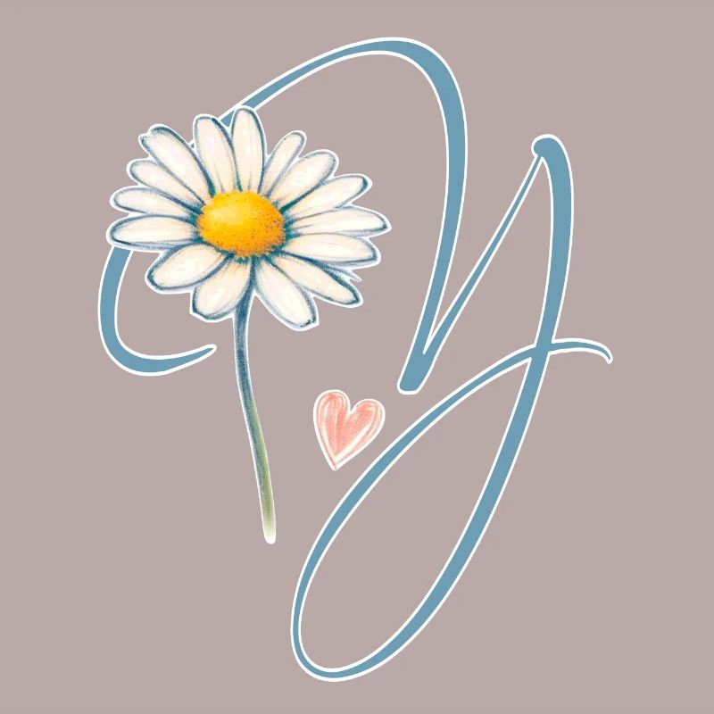 Buchstabe Y Gänseblümchen Herz