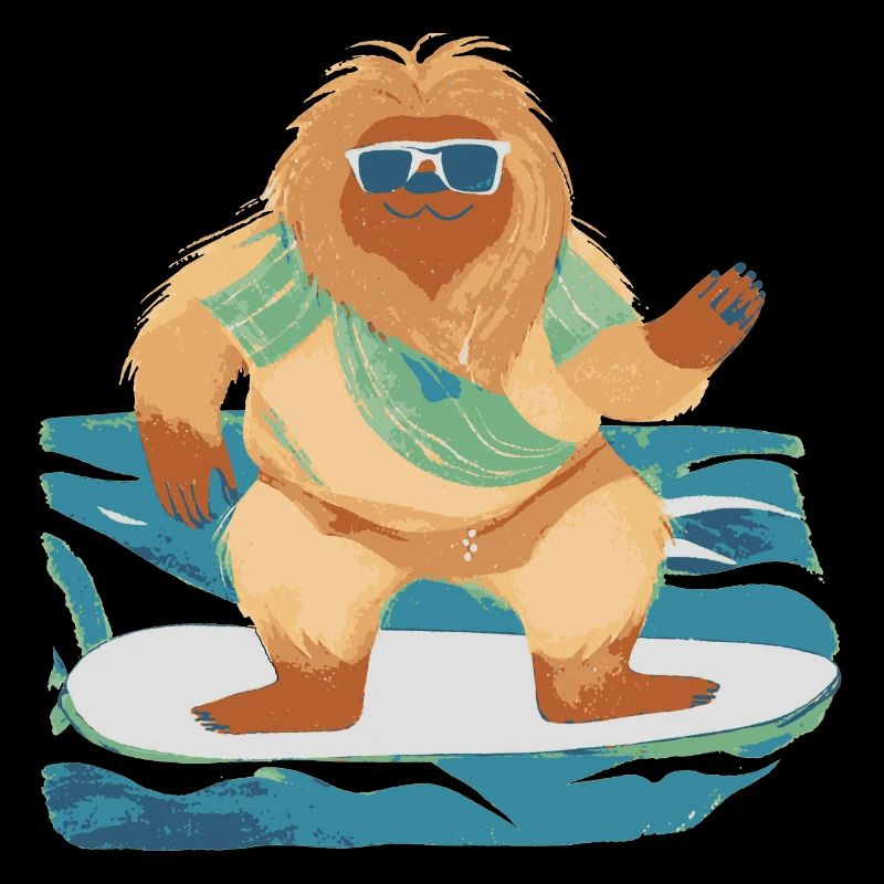 Bigfoot sur planche de surf