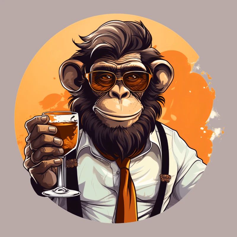 Cool monkey with drink Funny animals chimpanzee