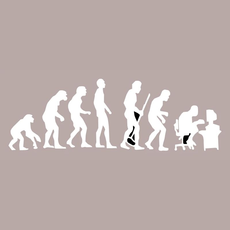 Evolution monkey to human crooked back Pc nerd