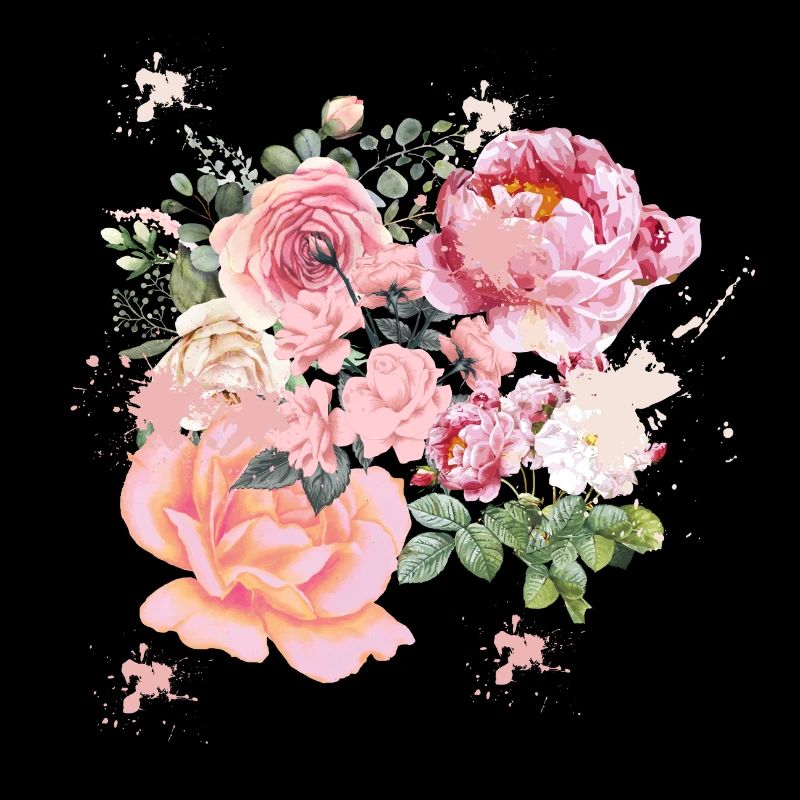 Romantik Blumen mit rosa Farbkleksen, Geschenkidee