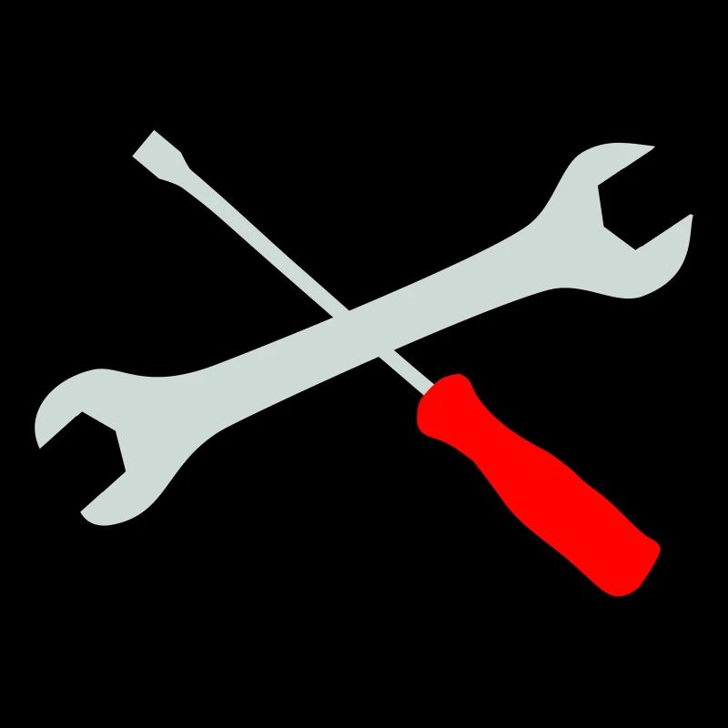 Wrench and screwdriver crossed