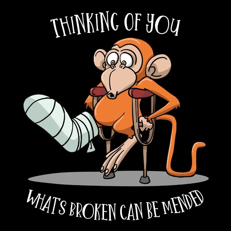 Bone fracture accident crutches cure gift idea