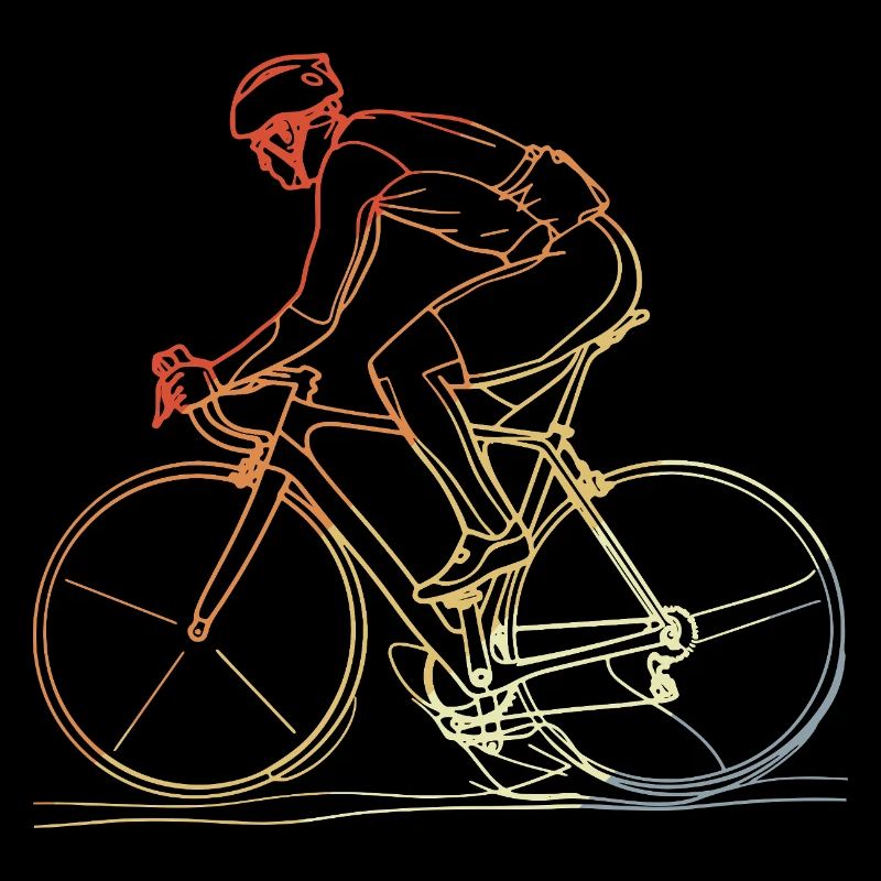 Radfahrer Line Art Retro