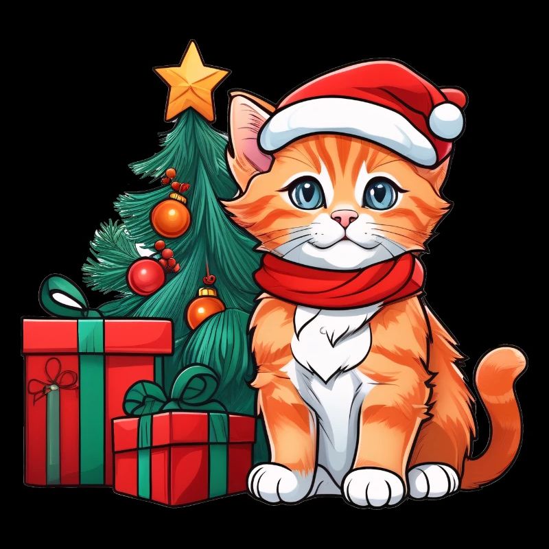 Bébé chat mignon avec chapeau de père Noël