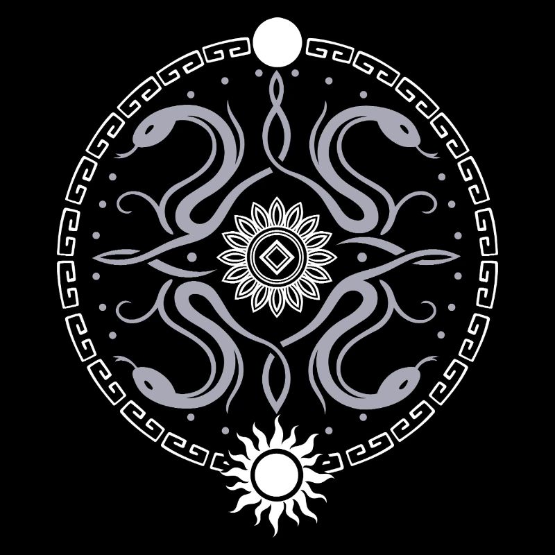 Roue serpentine avec soleil et lune
