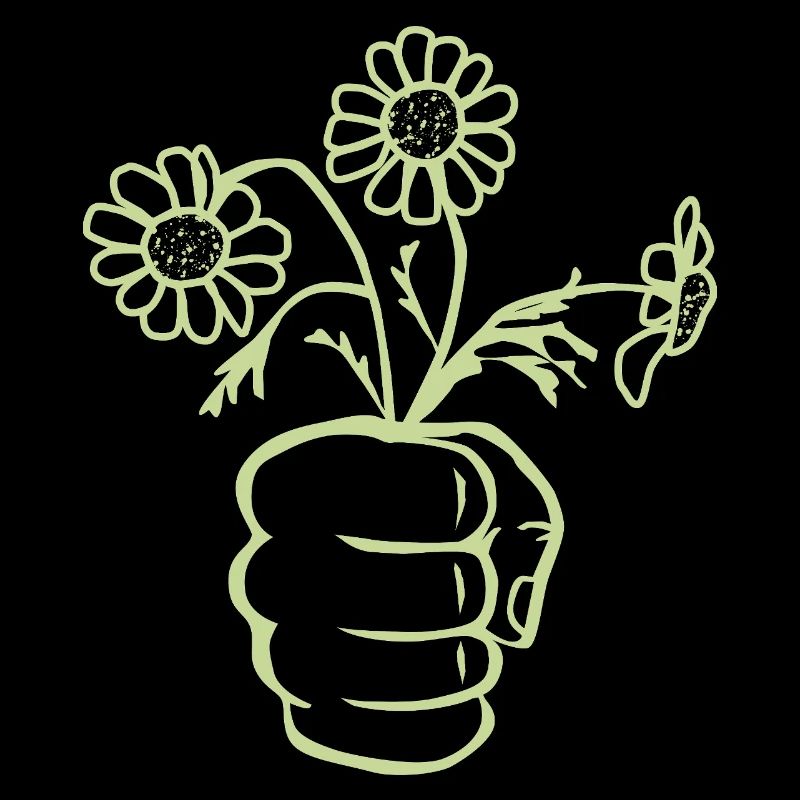 Eine Faust Hand mit Blumenstrauß